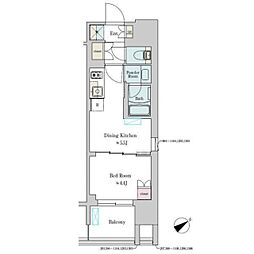 Ｂｒｉｌｌｉａ ｉｓｔ 大井町 5階1DKの間取り