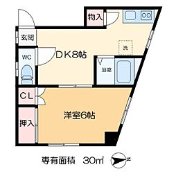 ワンダーハイツ 2階1DKの間取り