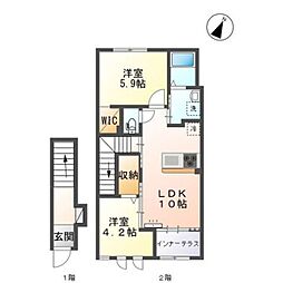 エターナル 2階2LDKの間取り