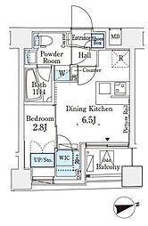 レジデンス文京春日 4階1DKの間取り