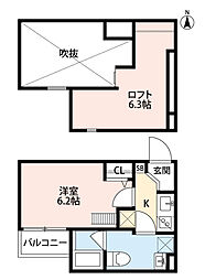 阪急神戸本線 園田駅 徒歩7分の賃貸アパート 1階1Kの間取り