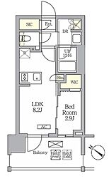 テラス神田猿楽町 1LDKの間取図画像