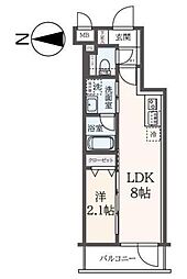 ハーモニーレジデンス東新宿 1階1DKの間取り