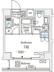 メゾン・クロイゾン 4階1Kの間取り