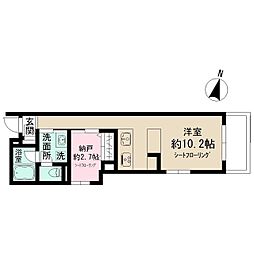 Admiral Himonya ワンルームの間取図画像
