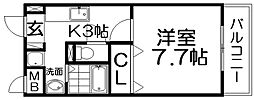 サンメルシー 1Kの間取図画像