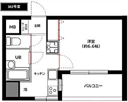 ザグラン天王町 1Kの間取図画像