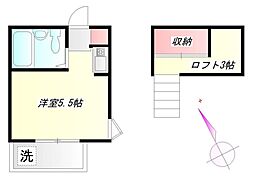 ステージ境南B 1階ワンルームの間取り