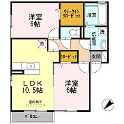 エスポワールK.4 2LDKの間取図画像