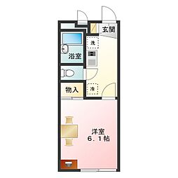 レオパレスソレイユ 2階1Kの間取り