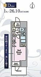 リビオメゾン東陽町Hutte ワンルームの間取図画像
