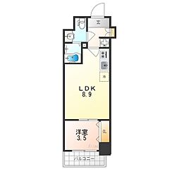 阪急京都本線 西京極駅 徒歩10分の賃貸マンション 3階1LDKの間取り