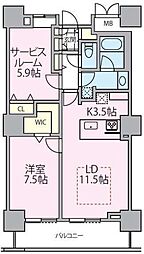 ロイヤルパークスタワー南千住 24階1SLDKの間取り