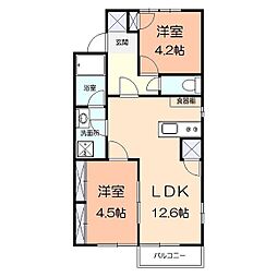 ジュネスハイムB 2LDKの間取図画像