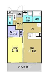 （仮）ベーシック田上6丁目265 2階1LDKの間取り