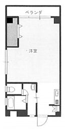 公園マンション 1Kの間取図画像