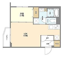 ウェルスクエア馬込II 3階1LDKの間取り