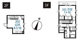 マーレ鷺ノ宮 2階1LDKの間取り