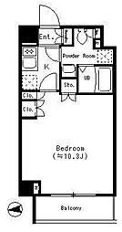 パークキューブ四谷三丁目 10階ワンルームの間取り