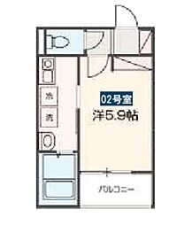 大和市上草柳3丁目アパート 1Kの間取図画像