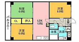 サンライズ中神 3LDKの間取図画像