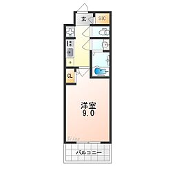 ArtizA堺東 8階1Kの間取り