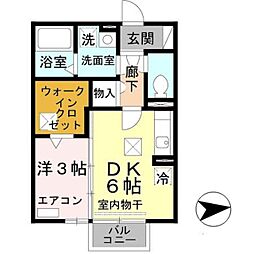 モナリエａｎ 1階1DKの間取り