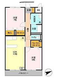 サンタ 2LDKの間取図画像