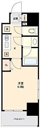 コンシェリア新宿EAST 6階1Kの間取り