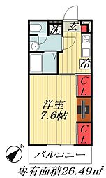 JR総武線 東船橋駅 徒歩13分の賃貸マンション 1階1Kの間取り