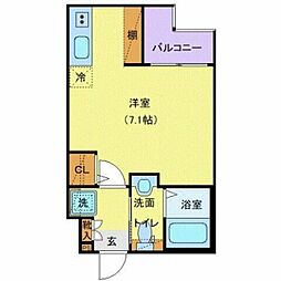 エクセラン東立石 2階1Kの間取り