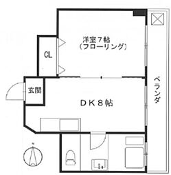大新ビル 1DKの間取図画像
