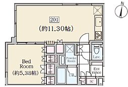 レーヴレジデンス初台 1階1LDKの間取り