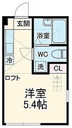 ハーミットクラブハウス弘明寺2 ワンルームの間取図画像