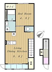 アルテサーノ 2階1LDKの間取り