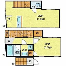 JR山手線 恵比寿駅 徒歩6分の賃貸マンション 2階1LDKの間取り