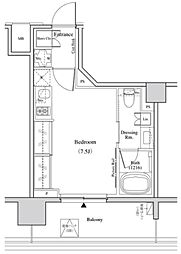 ザ・パークハビオ代々木 4階ワンルームの間取り