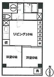 マンション旗の台 2LDKの間取図画像