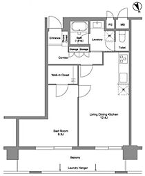コンフォリア芝浦2 8階1LDKの間取り