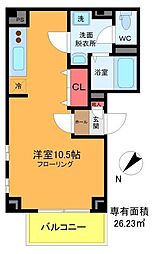 リブリ・清澄白河 1階ワンルームの間取り