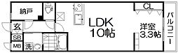 レジデンス牧野 4階1LDKの間取り