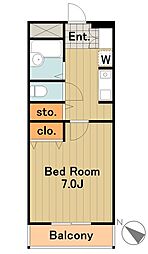 京王相模原線 京王永山駅 徒歩10分の賃貸マンション 1階1Kの間取り