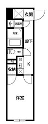 ペアルージュ西落合 3階1Kの間取り