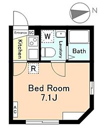 ChumHaneda 2階1Kの間取り