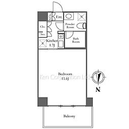 クイズ恵比寿 6階1Kの間取り