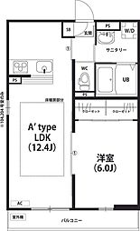 リブリ・コートアムール保木間 1LDKの間取図画像