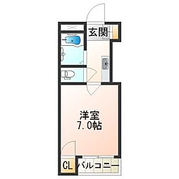 トルネード南住吉 1Kの間取図画像