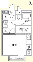 プライムコート中神 2階1Kの間取り
