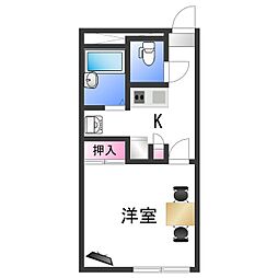 レオパレスBフリーゼ 1Kの間取図画像