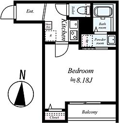 GRADUS拝島II 1Kの間取図画像